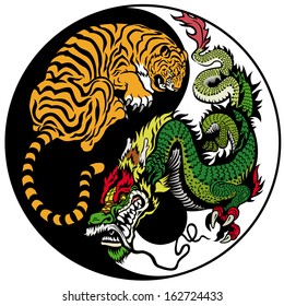 dragon and tiger yin yang symbol of harmony and balance 