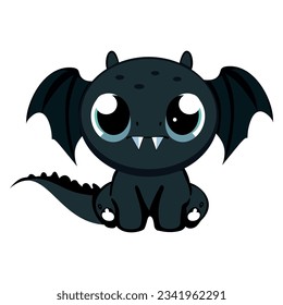 dragon toothless, black vector illustration kawaii