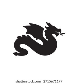 Dragon Trace silhueta ícone vetor plano design