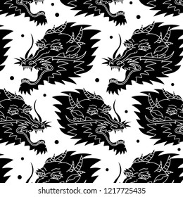 dragon traditional tattoo pattern, vector EPS 10