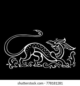 Dragon. Traditional Vector illustration. Ethnic tattoo style.