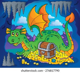 Dragon with treasure theme image 3 - eps10 vector illustration.