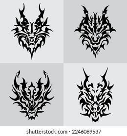 dragon tribal face tattoo logo