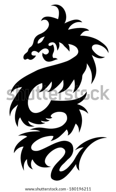 Dragon Tribal Tattoo Stock Vector (Royalty Free) 180196211