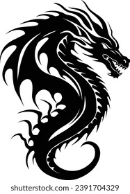 Tatuaje tribal dragón, ilustración vectorial, símbolo Dragon.