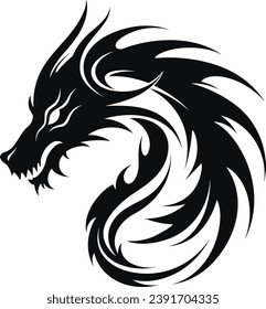 Dragon tribal tattoo, vector illustration, Dragon symbol.