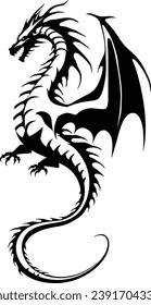 Dragon tribal tattoo, vector illustration, Dragon symbol.
