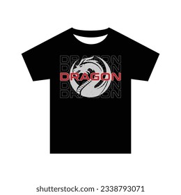 Dragon t-shirt design, simple design on a black t-shirt mockup.