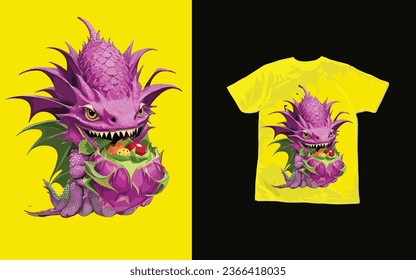 dragon t-shirt design, vector design, dragon fruit t-shirt design, fruit t-shirt design