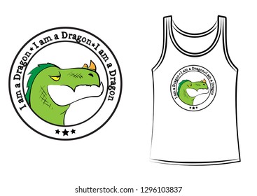 I am a dragon. T-shirt illustration. Print for T-shirts with a dragon head.