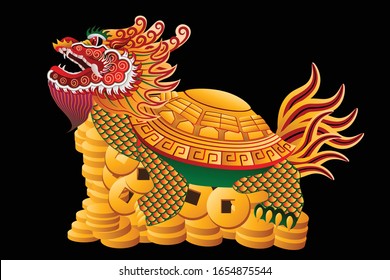 Dragon turtle Chinese talisman graphic vector