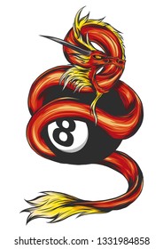 dragon twisted to a billiard ball illustration