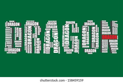 dragon typography 3d text word art vector dragon illustration word cloud
