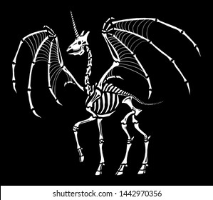 Dragon unicorn. Great for tattoo, print on t-shirt and more. Happy Halloween!