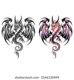 Dragon vector chines dragon vector, tribal dragon and tattoo vector art, logo design icon