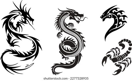 Tribal Dragon Tattoo Stock Illustration  Download Image Now  Dragon  Tattoo Indigenous Culture  iStock