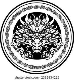 Dragon, vector drawing, chinese dragon, new year, Happy Chinese new year 2024 Zodiac sign, year of the Dragon, Traditional Chinese Dragon. Set of Chinese character translate, vector 