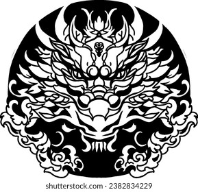 Dragon, vector drawing, chinese dragon, new year, Happy Chinese new year 2024 Zodiac sign, year of the Dragon, Traditional Chinese Dragon. Set of Chinese character translate, vector 