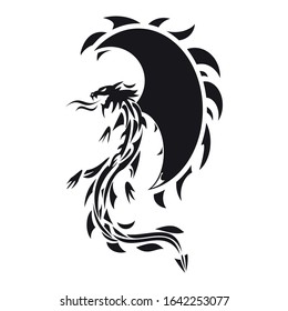 Dragon vector flat silhouette symbol