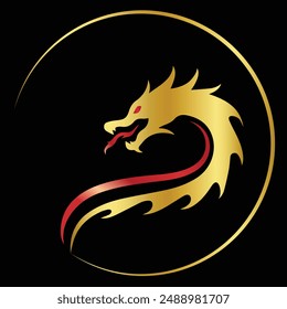 dragon vector dragon head logo suitable for graphic design  gold themed and colored dragon  silhouette