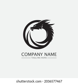 Dragon vector icon animal fantasy illustration design logo template