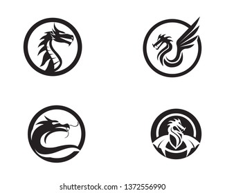 Dragon vector icon illustration design logo template