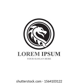 Dragon vector icon illustration design logo template