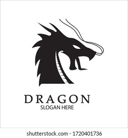 Plantilla de logotipo de diseño de ilustración de icono del vector Dragon