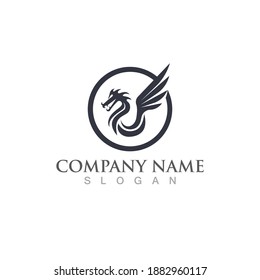 Dragon vector icon illustration design logo template