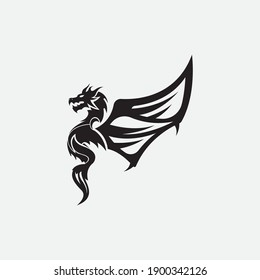 Plantilla de logotipo de diseño de ilustración de icono del vector Dragon