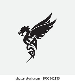 Dragon vector icon illustration design logo template