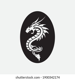 Plantilla de logotipo de diseño de ilustración de icono del vector Dragon