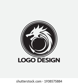 Plantilla de logotipo de diseño de ilustración de icono del vector Dragon