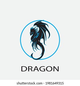 Plantilla de logotipo de diseño de ilustración de icono del vector Dragon