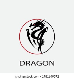 Dragon vector icon illustration design logo template