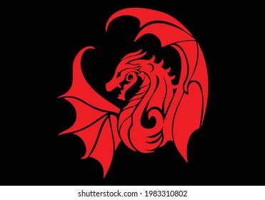 Plantilla de logotipo de diseño de ilustración de icono del vector Dragon