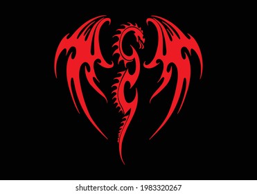 Plantilla de logotipo de diseño de ilustración de icono del vector Dragon