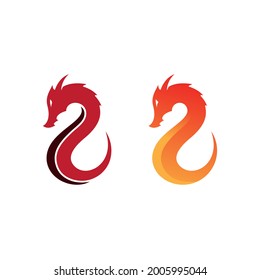 Dragon vector icon illustration design logo template