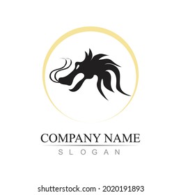 Dragon vector icon illustration design logo template