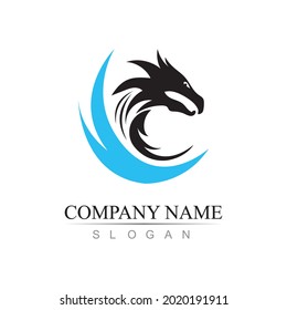 Dragon vector icon illustration design logo template