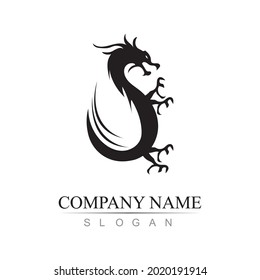 Dragon vector icon illustration design logo template
