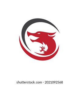 Plantilla de logotipo de diseño de ilustración de icono del vector Dragon