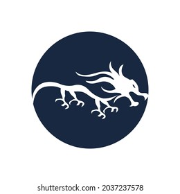 Plantilla de logotipo de diseño de ilustración de icono del vector Dragon