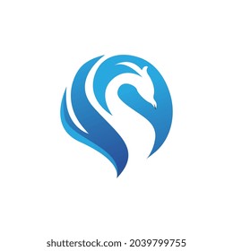 Plantilla de logotipo de diseño de ilustración de icono del vector Dragon