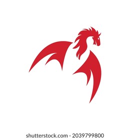 Plantilla de logotipo de diseño de ilustración de icono del vector Dragon