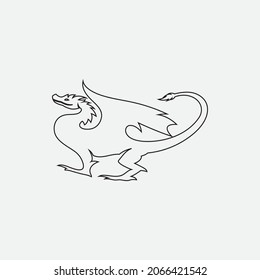 Plantilla de logotipo de diseño de ilustración de icono del vector Dragon