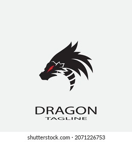 Plantilla de logotipo de diseño de ilustración de icono del vector Dragon