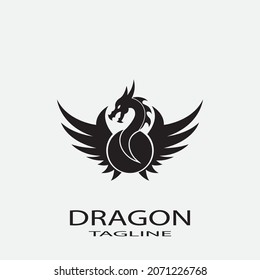 Dragon vector icon illustration design logo template