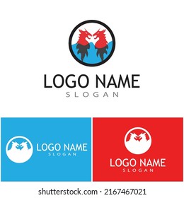 Plantilla de logotipo de diseño de ilustración de icono del vector Dragon