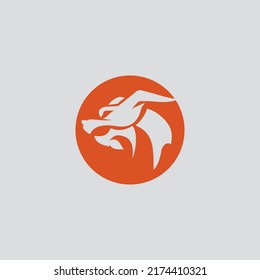 Plantilla de logotipo de diseño de ilustración de icono del vector Dragon